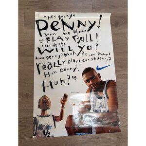 Nike Lil Penny Hardaway Vintage Basketball Poster 1990s NBA Advertising 23x35 In